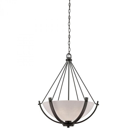 Thomas Casual Mission 3-Light Chandelier in in Oil Rubbed Bronze with White L CN170341